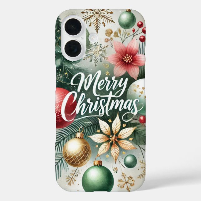 Frohe Weihnachtsschmuck Bliss iPhone 16 Hülle (Rückseite)
