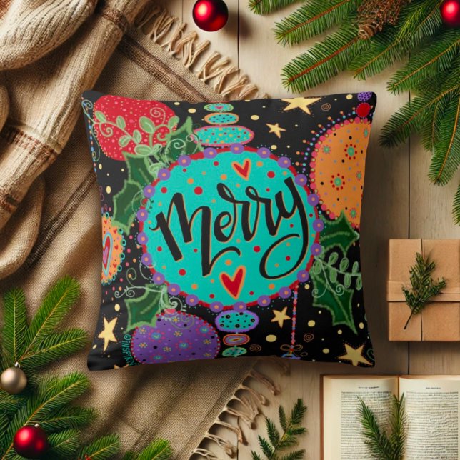Frohe Weihnachtsschmuck farbenfroher Urlaub Kissen (Von Creator hochgeladen)