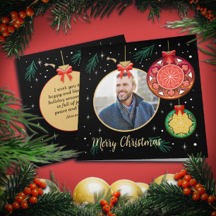Frohe Weihnachtsschmuck Foto Personalize Karte