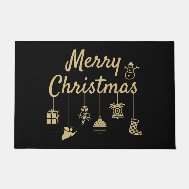 Frohe Weihnachtsschmuck Gold Fußmatte (Vorderseite)