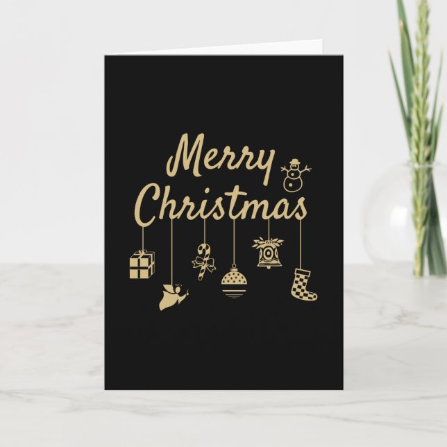 Frohe Weihnachtsschmuck goldene Farbe goldene Deko Karte (Vorderseite)