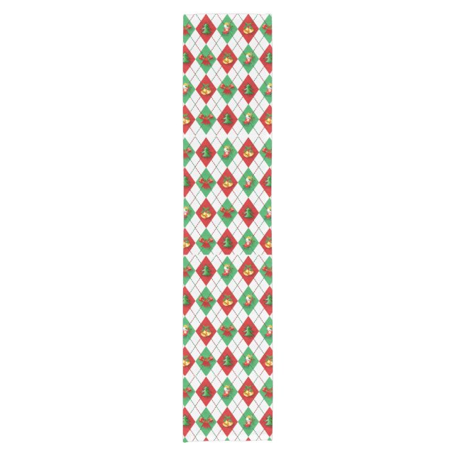 Frohe Weihnachtsschmuck Red Green Kurzer Tischläufer (Vorderseite)