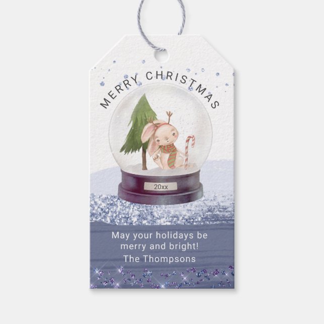 Frohe Weihnachtsschnee Globe Wasserfarbe Niedlich  Geschenkanhänger (Vorderseite)