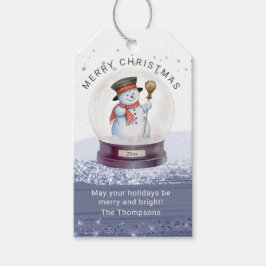 Frohe Weihnachtsschnee Globe Wasserfarbe Schneeman Geschenkanhänger