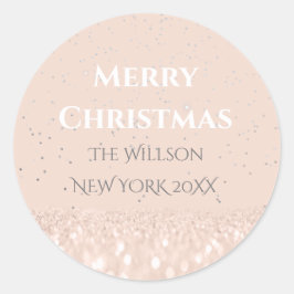 Frohe Weihnachtsschnee Rose Glitzer Classy Confett Runder Aufkleber