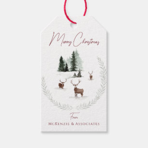 Frohe Weihnachtsschnee Winter Woodland Tier Geschenkanhänger