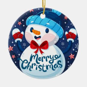 Frohe Weihnachtsschneebeete Keramik Ornament