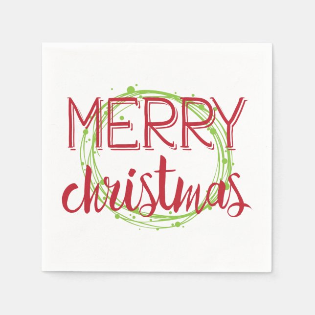Frohe Weihnachtsschneebubbles Wreath Holiday Napki Serviette (Vorderseite)