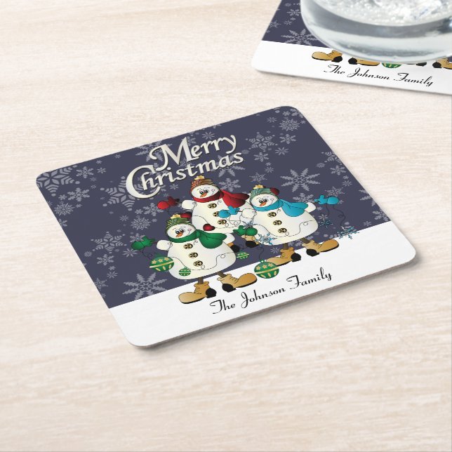 Frohe Weihnachtsschneedecke| Weihnachten Rechteckiger Pappuntersetzer (angewinkelt)