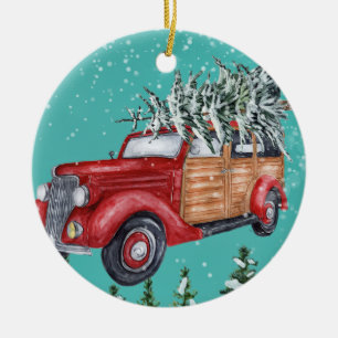 Frohe Weihnachtsschneefall Tree Van Keramik Orname Ornament