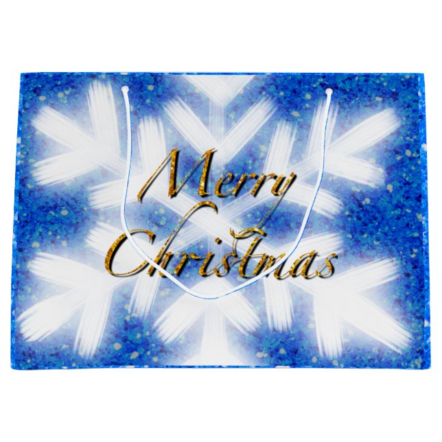 Frohe Weihnachtsschneeflocke elegante Kalligraphie Große Geschenktüte (Vorderseite)