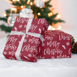 Frohe Weihnachtsschneeflocke mistletores rotes Mus Geschenkpapier