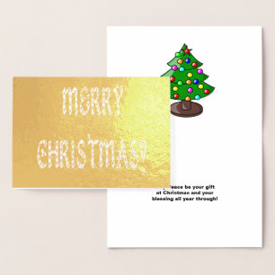 Frohe Weihnachtsschneeflocke Schriftart Tree Verse Folienkarte