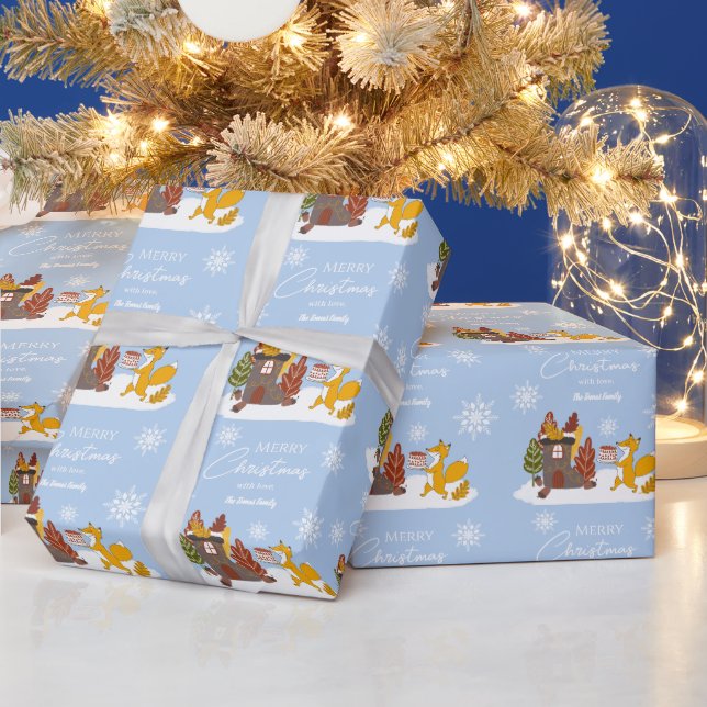 Frohe Weihnachtsschneeflocken Fox Wintergeschenk Geschenkpapier (Feiertage)