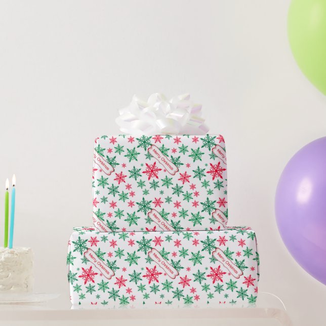Frohe Weihnachtsschneeflocken Geschenkpapier (Partygeschenke)
