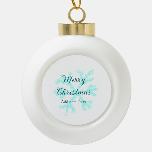 Frohe Weihnachtsschneeflocken Glitzer funkeln ni Keramik Kugel-Ornament (Vorderseite)