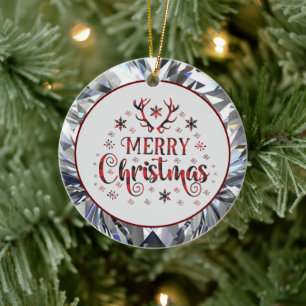 Frohe Weihnachtsschneeflocken, gute Neujahrsferien Keramik Ornament