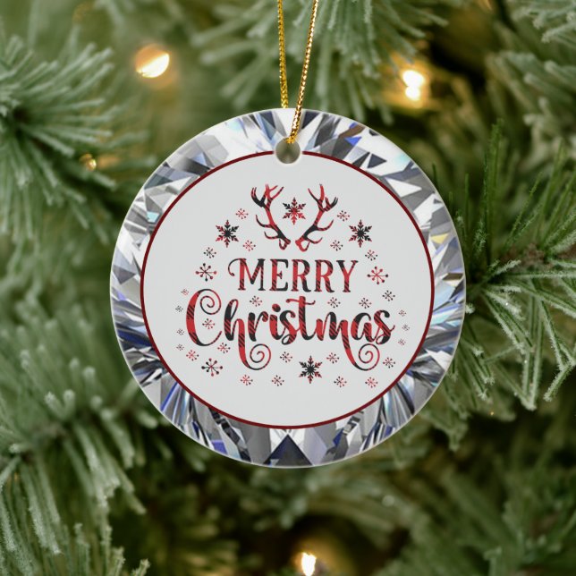 Frohe Weihnachtsschneeflocken, gute Neujahrsferien Keramik Ornament (Baum)