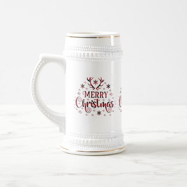 Frohe Weihnachtsschneeflocken, gutes Neues Jahr Bierglas (Links)