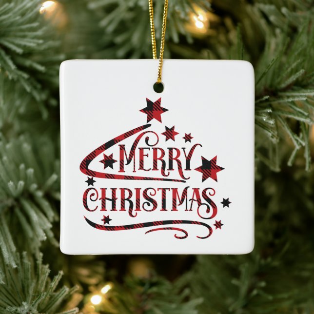 Frohe Weihnachtsschneeflocken, gutes Neues Jahr Keramikornament (Baum)