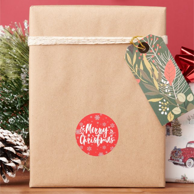 Frohe Weihnachtsschneeflocken Holiday Rote Sticker (Feiertag)