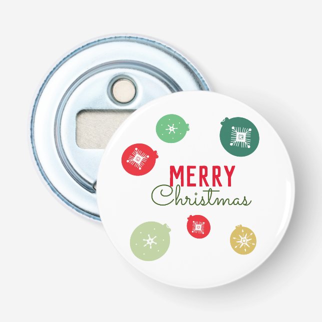 Frohe Weihnachtsschneeflocken Ornament Flaschenöffner (Vorderseite)
