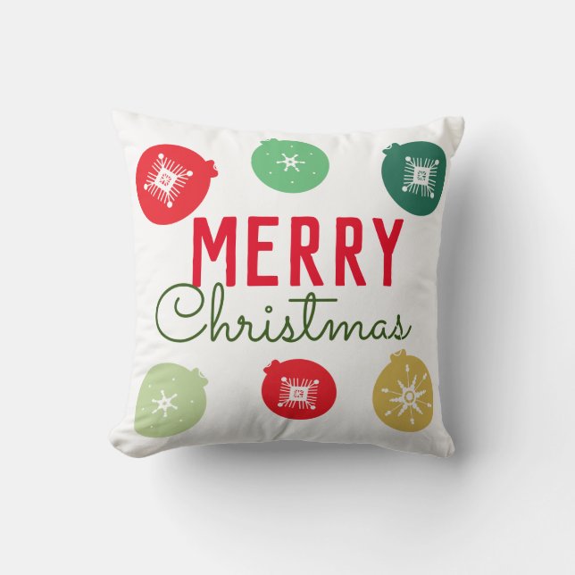 Frohe Weihnachtsschneeflocken Ornament Kissen (Vorderseite)