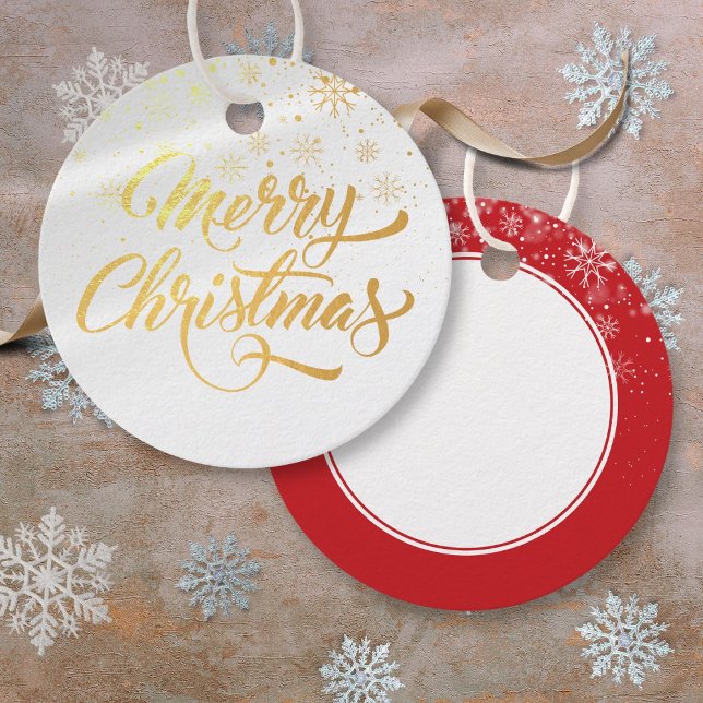Frohe Weihnachtsschneeflocken Personalisiert Geschenkanhänger (Merry Christmas Snowflakes Personalized Foil Favor Tags)