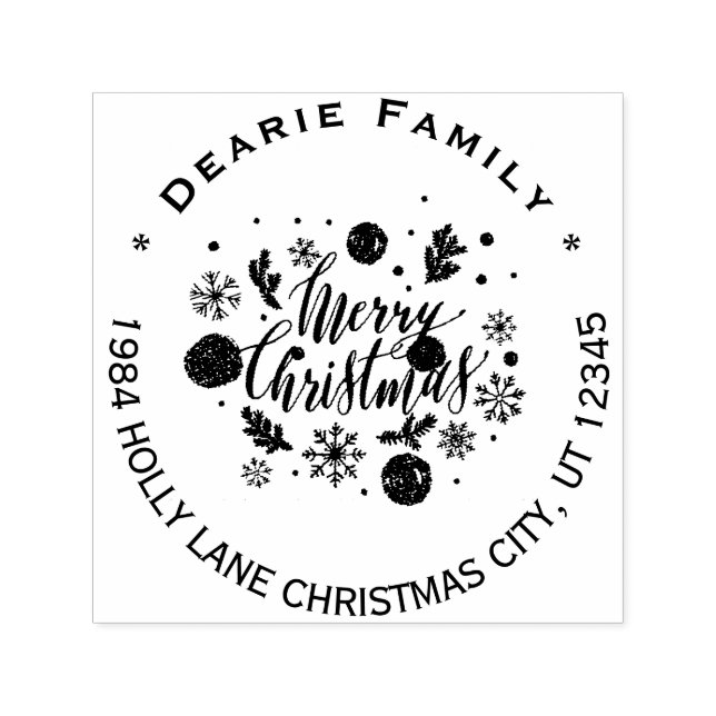Frohe Weihnachtsschneeflocken Rücksendeadresse Permastempel (Design)