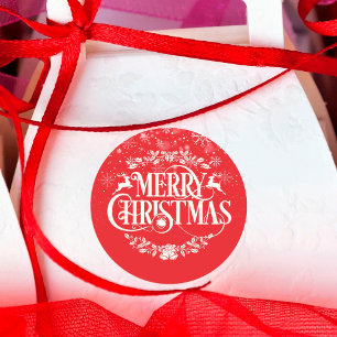 Frohe Weihnachtsschneeflocken Runder Aufkleber