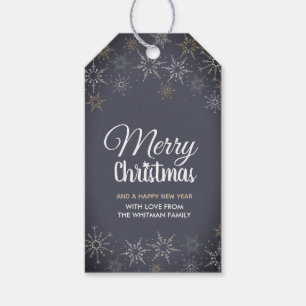 Frohe Weihnachtsschneeflocken Schiefergraue Holzko Geschenkanhänger