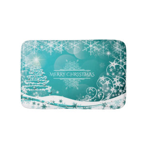 Frohe Weihnachtsschneeflocken Tree Blume & Stars Badematte