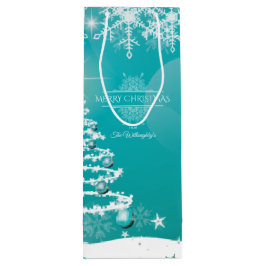 Frohe Weihnachtsschneeflocken Tree Blume & Stars Geschenktüte Für Weinflaschen