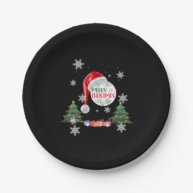 Frohe Weihnachtsschneekollektion Papier Teller (Vorderseite)