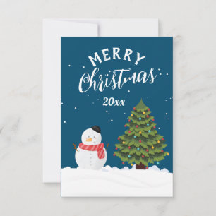 Frohe Weihnachtsschneemann schöne blaue Marine Sch Dankeskarte