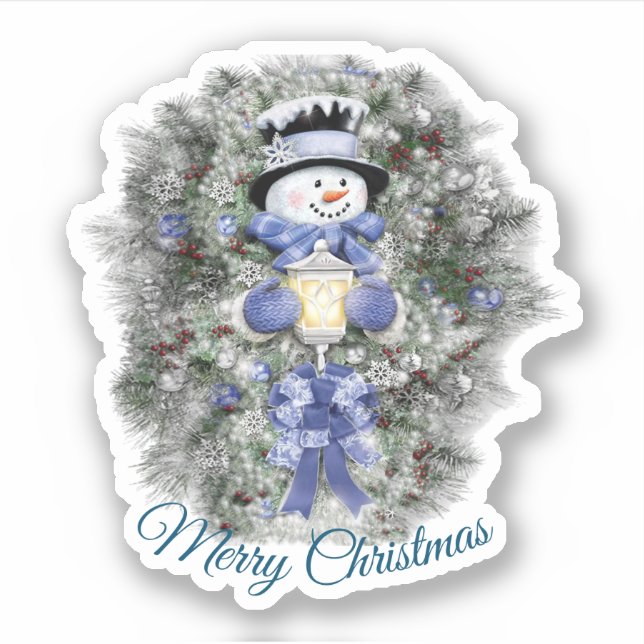 Frohe Weihnachtsschneemänner Aufkleber (Vorderseite)