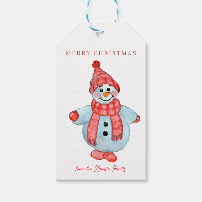 Frohe Weihnachtsschneemänner Geschenkanhänger (Vorderseite)