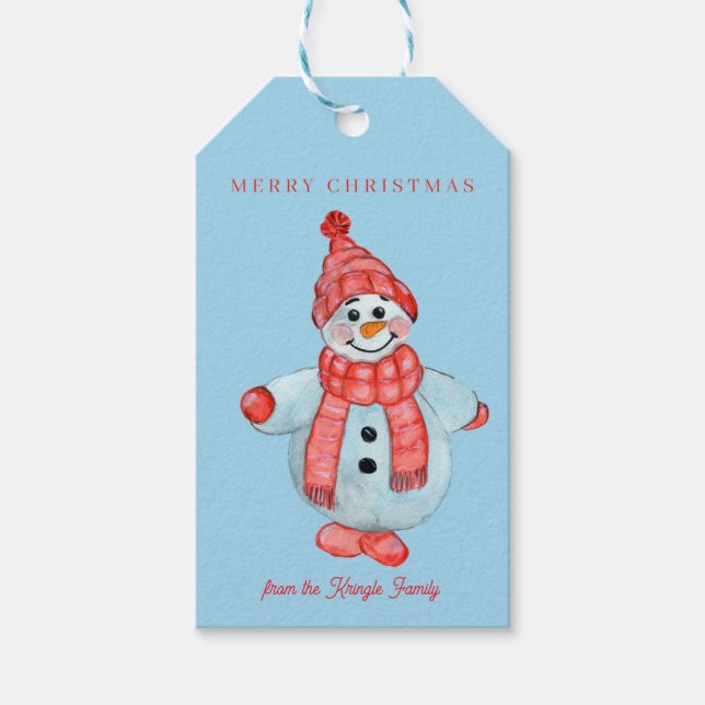 Frohe Weihnachtsschneemänner Geschenkanhänger (Vorderseite)