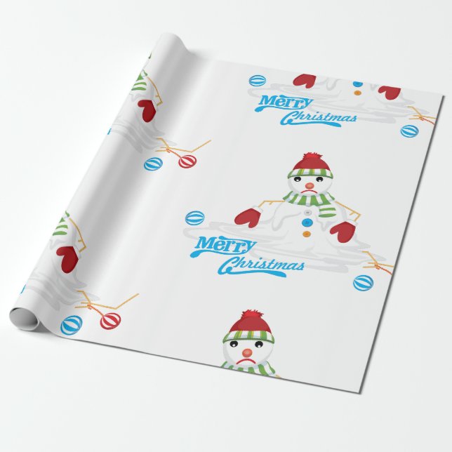 Frohe Weihnachtsschneemänner Geschenkpapier (Ungerollt)