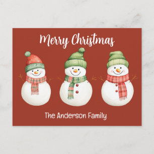 Frohe Weihnachtsschneemänner Postkarte