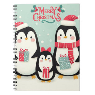 Frohe Weihnachtsschneepinguine Notizblock