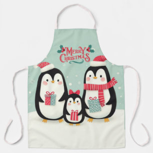 Frohe Weihnachtsschneepinguine Schürze