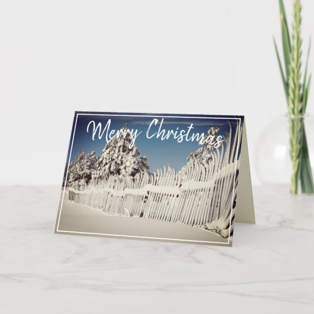 Frohe Weihnachtsschneezaun Landschaftliches Custom Feiertagskarte (Vorderseite)