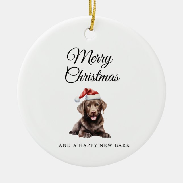 Frohe Weihnachtsschokolade Labrador Keramik Ornament (Vorne)