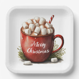 Frohe Weihnachtsschokolade Pappteller