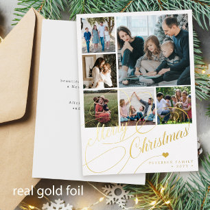 Frohe Weihnachtsschrift 6 Foto Collage Family Folien Feiertagskarte