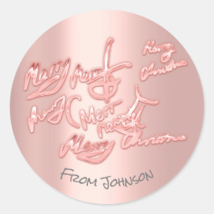 Frohe Weihnachtsschrift aus der Rose Pink Modern Runder Aufkleber
