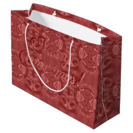 Frohe Weihnachtsschrift Elegant Burgundy Red Große Geschenktüte