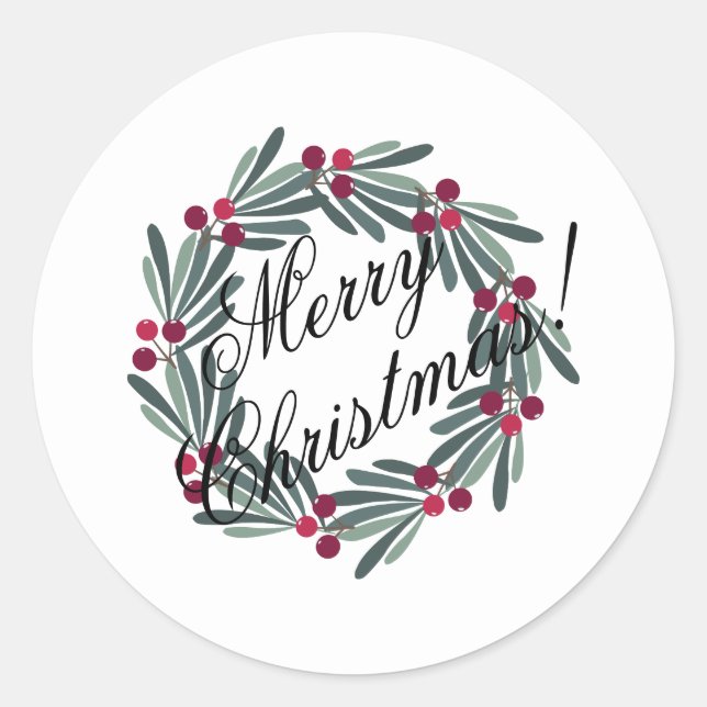 Frohe Weihnachtsschrift Hübsch festlich White Runder Aufkleber (Vorderseite)