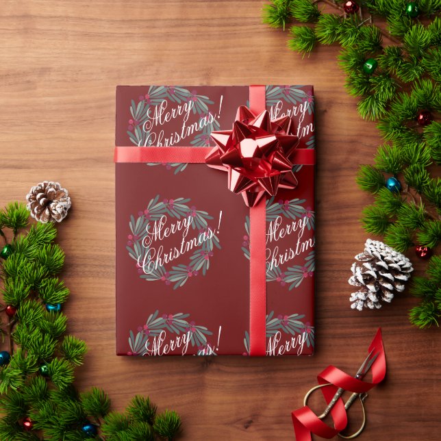 Frohe Weihnachtsschrift Hübsch Red Festive Geschenkpapier (Feiertagsgeschenk)